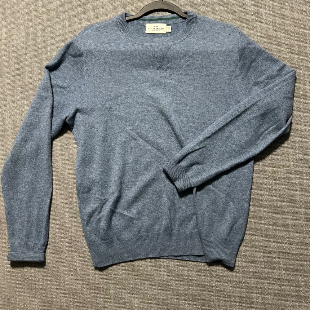 Duck Head Sweater Mens M Blue Wool Cashmere Blend Crewneck Long Sleeve Heathered